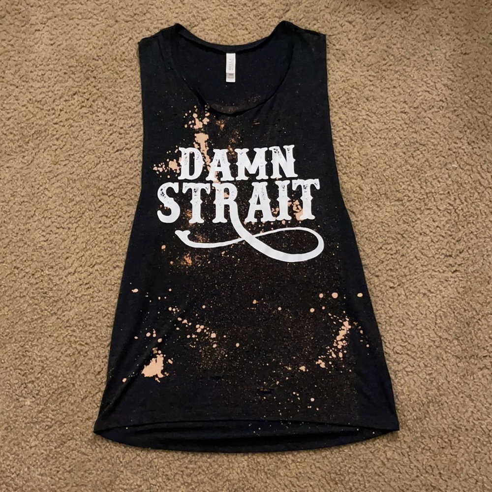 Damn Strait distressed and bleached tank top